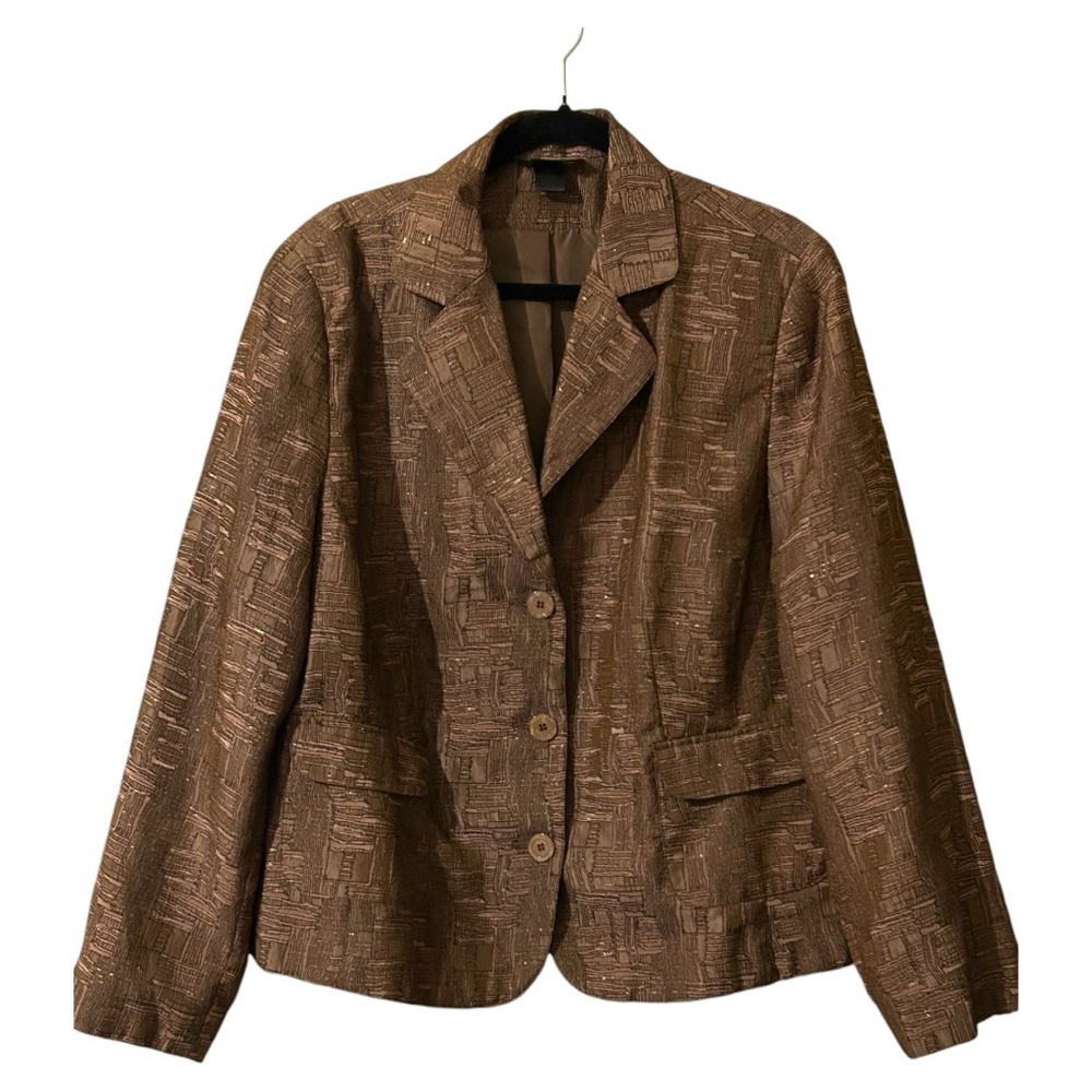 Ashley Stewart Women Vintage Gold & Copper Jacket  3 Buttons Size 18